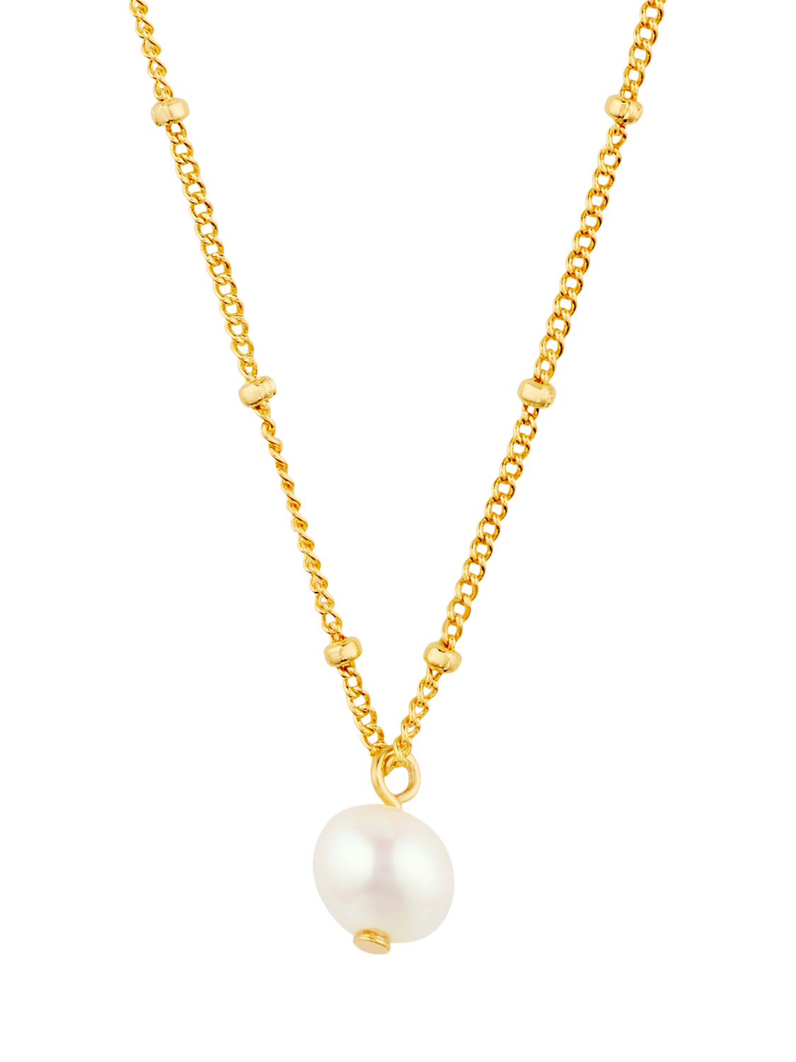 Product image 2 of 3, which shows Orelia Pearl Satellite Necklace, Gold