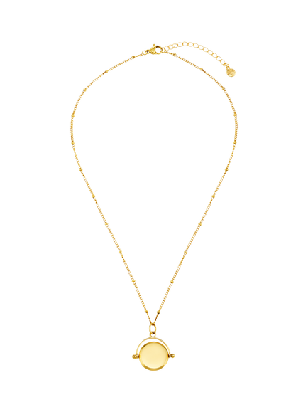 Orelia Luxe Waterproof Faceted Disc Spinner Necklace, Pale Gold, Pale Gold