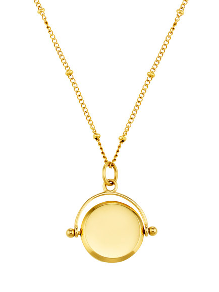 Orelia Luxe Waterproof Faceted Disc Spinner Necklace, Pale Gold - view 2, Pale Gold