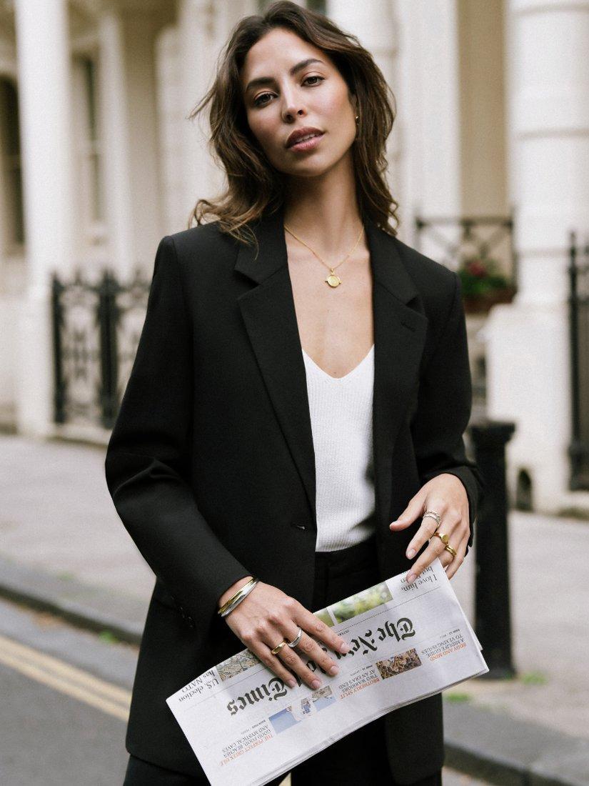 Product image 3 of 4, which shows Orelia LUXE Faceted Disc Spinner Necklace, Pale Gold