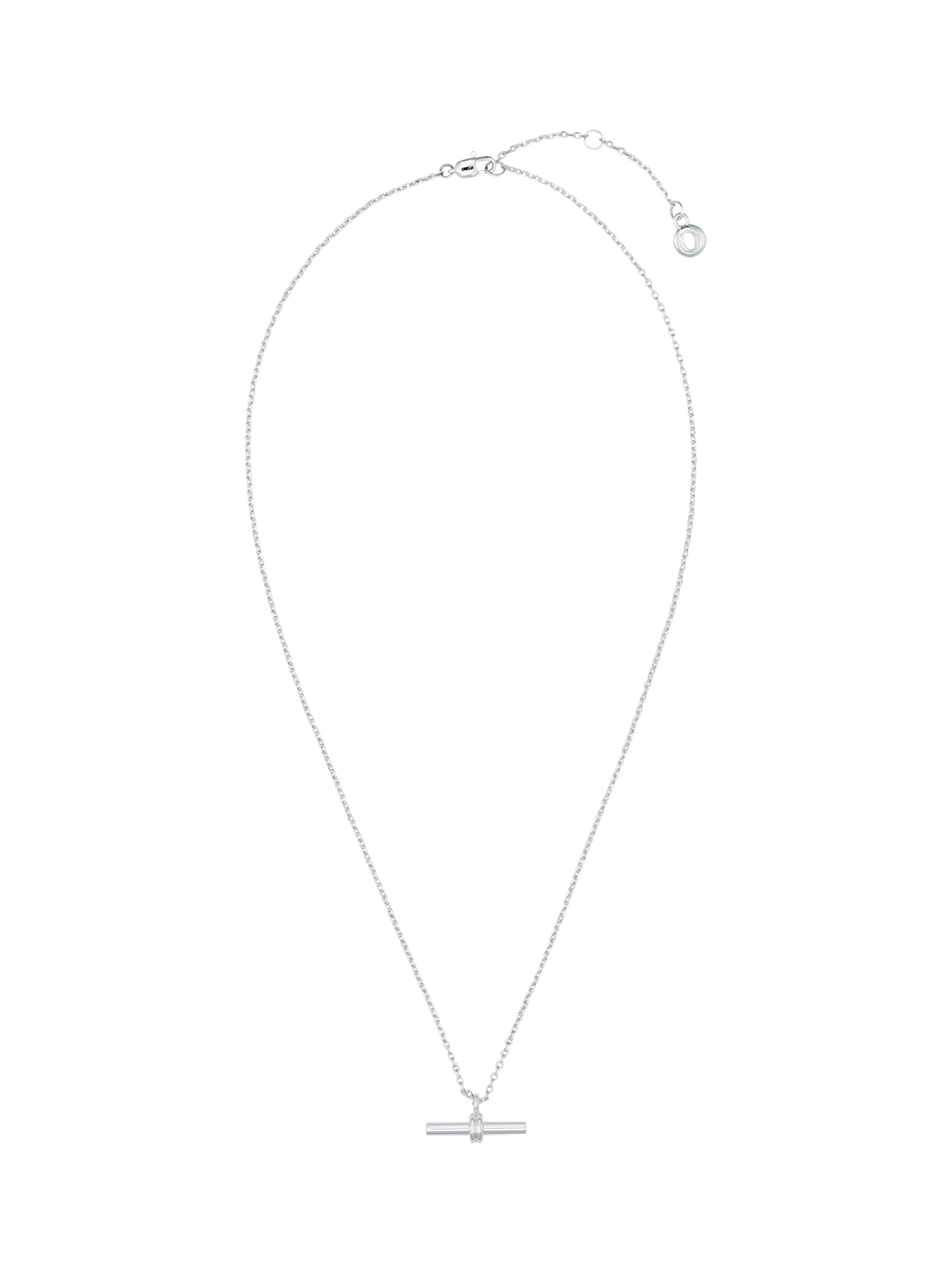 Product image 1 of 3, which shows Orelia LUXE Linear T-Bar Drop Necklace, Silver