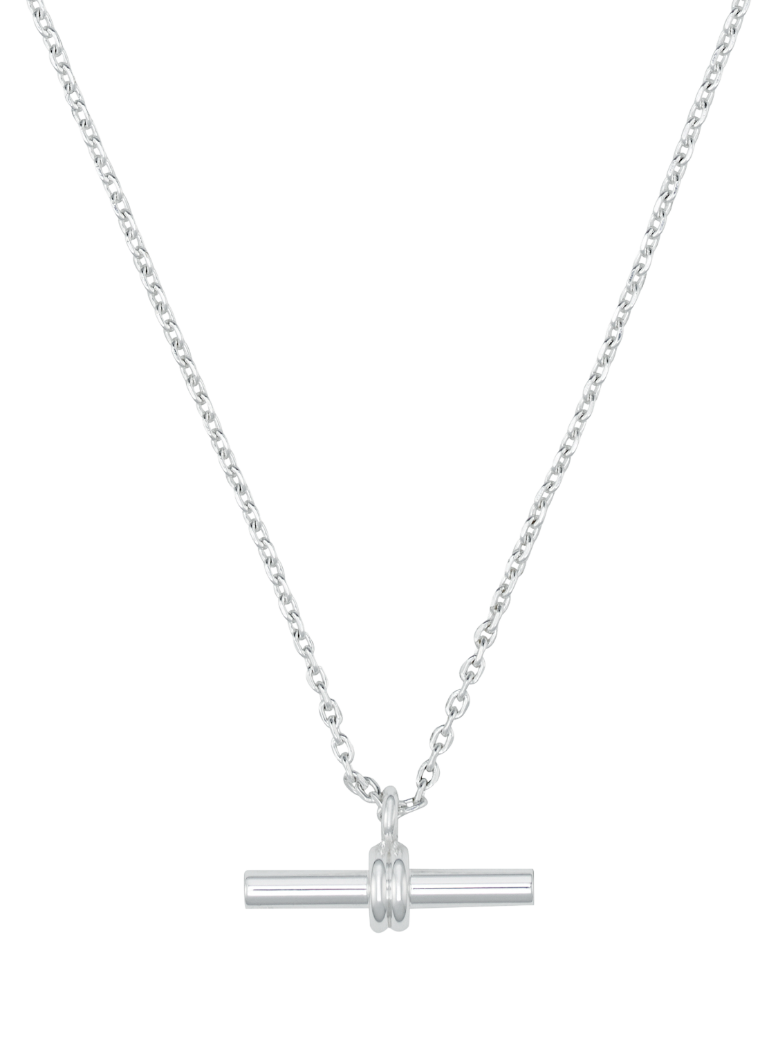 Product image 2 of 3, which shows Orelia LUXE Linear T-Bar Drop Necklace, Silver