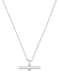 Orelia LUXE Linear T-Bar Drop Necklace, Silver - view 2, Silver