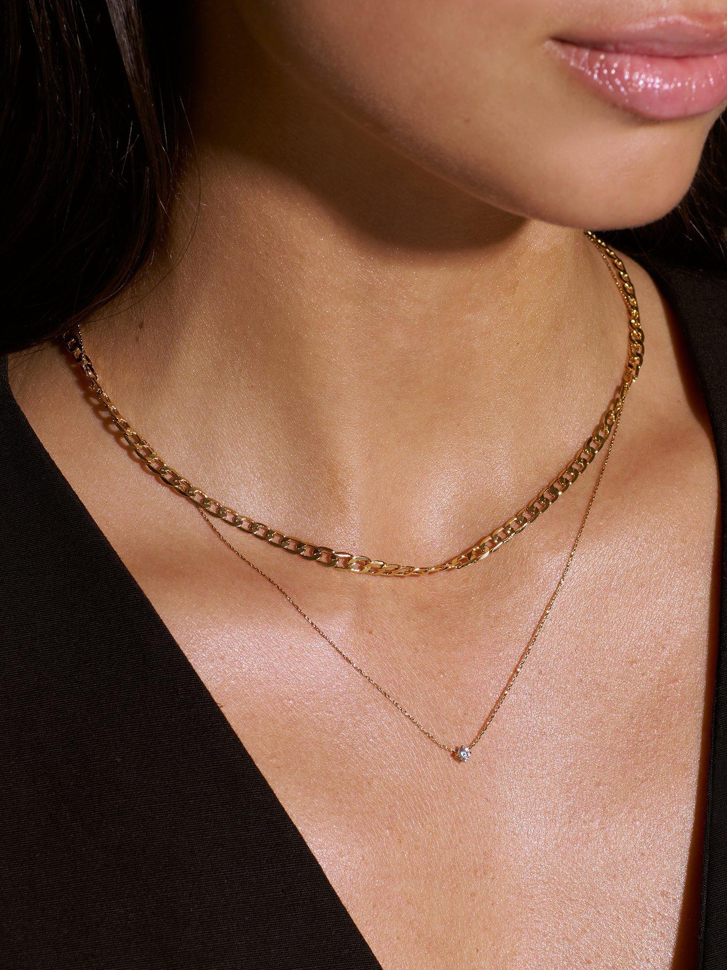 Product image 3 of 3, which shows Orelia Fine Crystal Collar Necklace, Gold