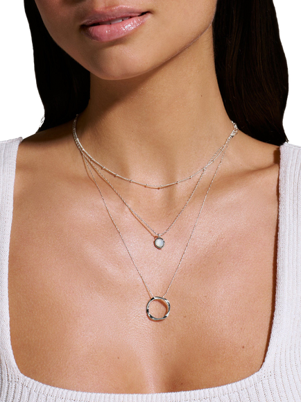 Orelia Open Circle Mid Length Necklace Necklace, Silver - view 2, Silver