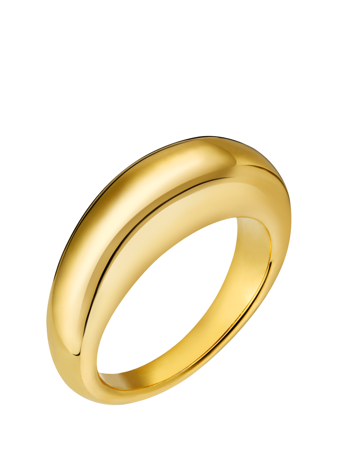 Product image 1 of 2, which shows Orelia Polished Tapered Dome Ring, Pale Gold, M/L