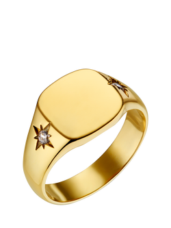 Orelia LUXE Crystal Starburst Signet Ring, Pale Gold, Pale Gold