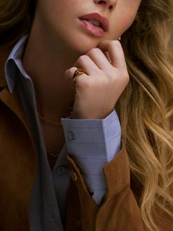 Orelia LUXE Crystal Starburst Signet Ring, Pale Gold - view 2, Pale Gold