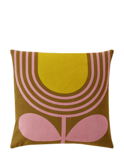 Orla Kiely Striped Tulip Cushion, Pink/Ochre