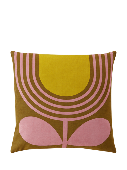 Orla Kiely Striped Tulip Cushion, Pink/Ochre