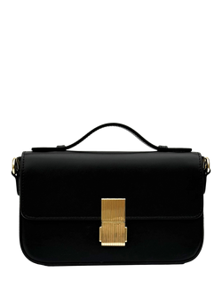Apatchy London Flora Leather Top Handle Bag, Black