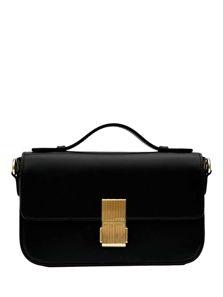 Apatchy London Flora Leather Top Handle Bag, Black