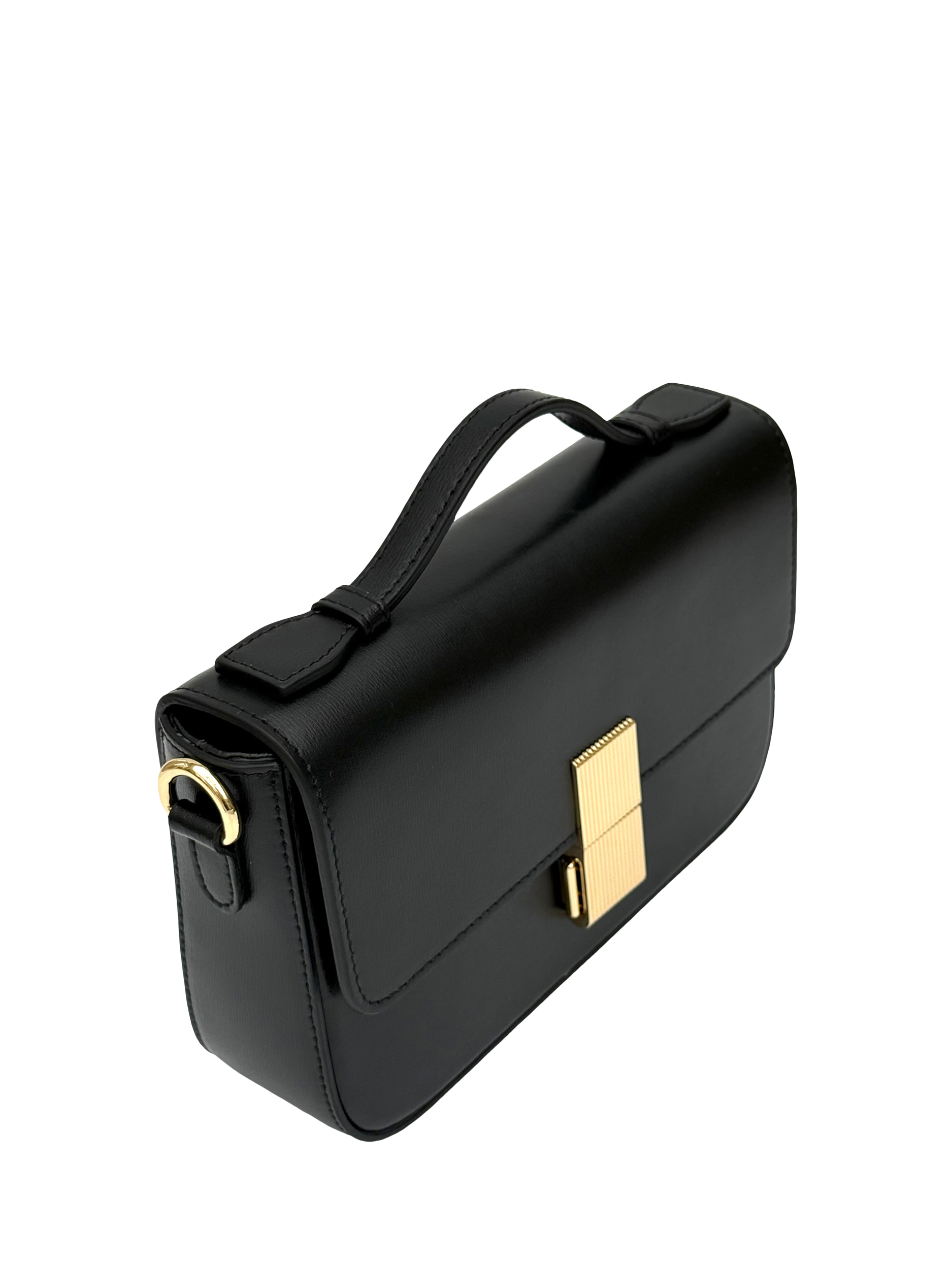 Product image 3 of 6, which shows Apatchy London Flora Leather Top Handle Bag, Black