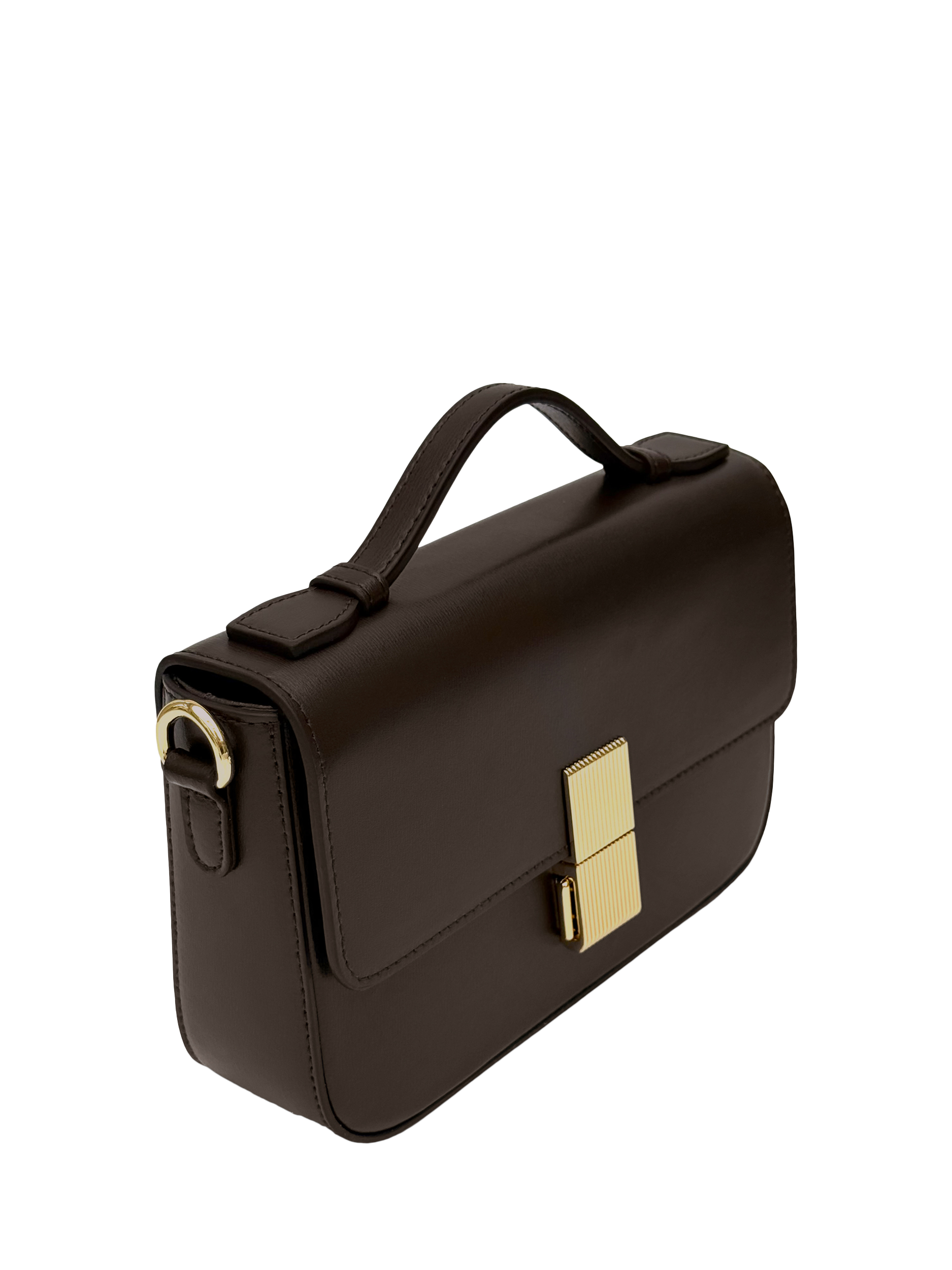 Product image 3 of 6, which shows Apatchy London Flora Leather Top Handle Bag, Chocolate