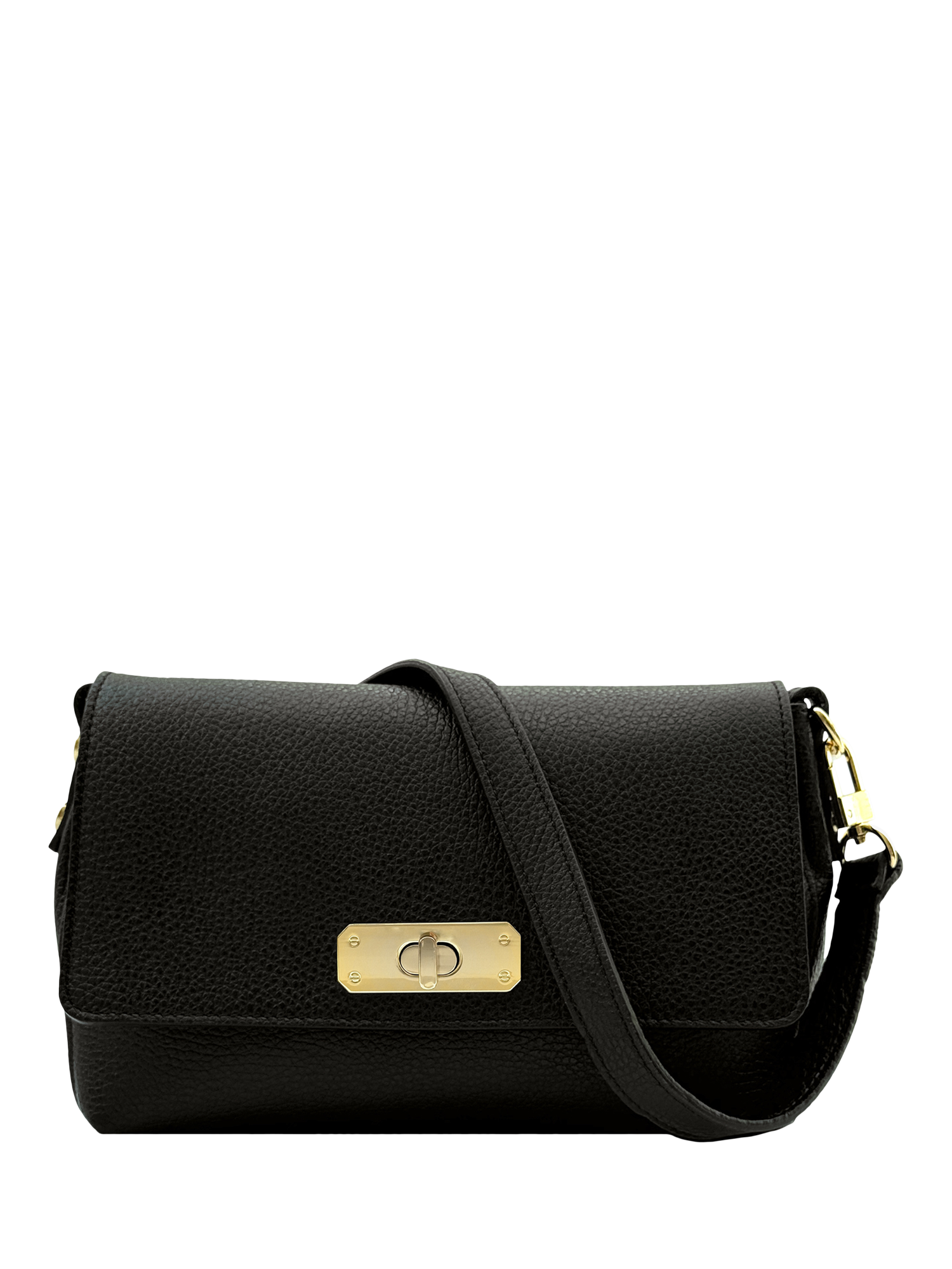 Product image 1 of 6, which shows Apatchy The Maisie Leather Midi Bag, Black