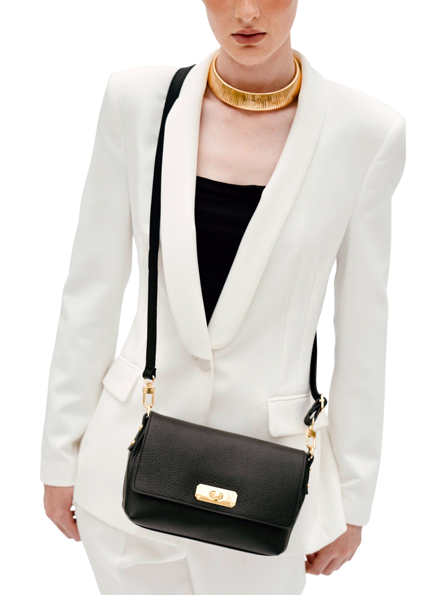 Product image 6 of 6, which shows Apatchy The Maisie Leather Midi Bag, Black