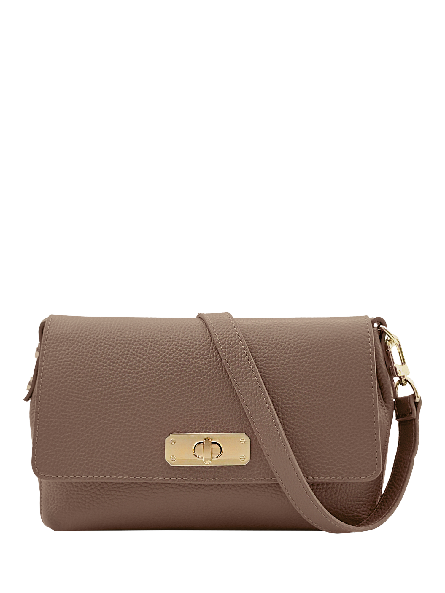 Product image 1 of 6, which shows Apatchy The Maisie Leather Midi Bag, Mink