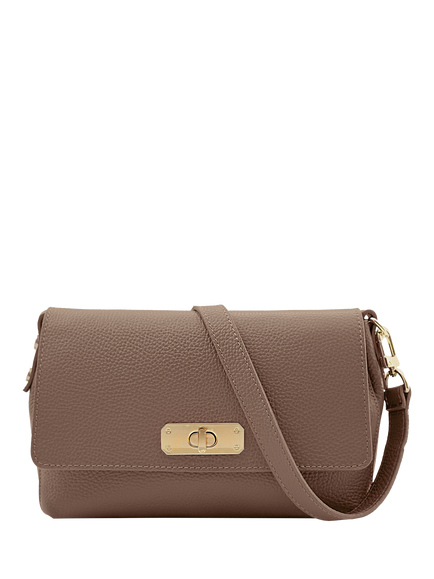 Apatchy London The Maisie Midi Leather Crossbody Bag, Mink