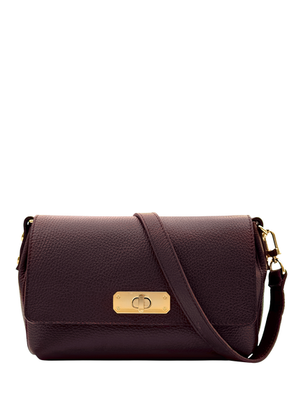 Apatchy London The Maisie Midi Leather Crossbody Bag, Port