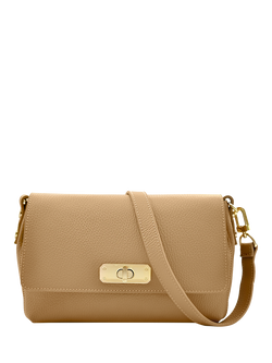 Apatchy London The Maisie Midi Leather Crossbody Bag, Sand