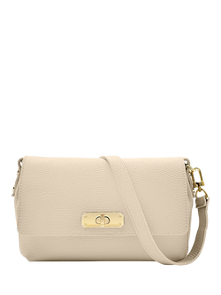 Apatchy London The Maisie Midi Leather Crossbody Bag, Stone
