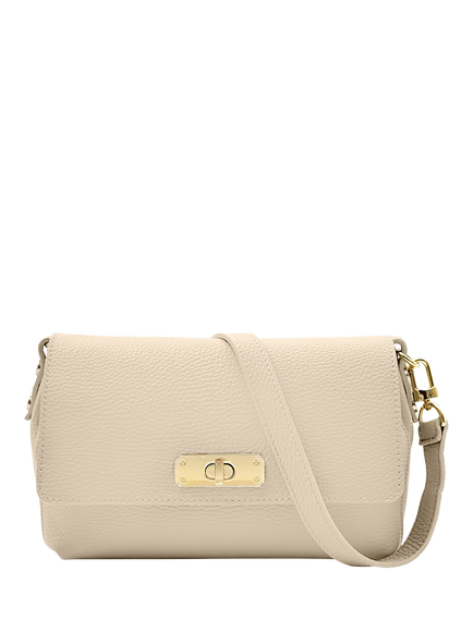 Apatchy London The Maisie Midi Leather Crossbody Bag, Stone