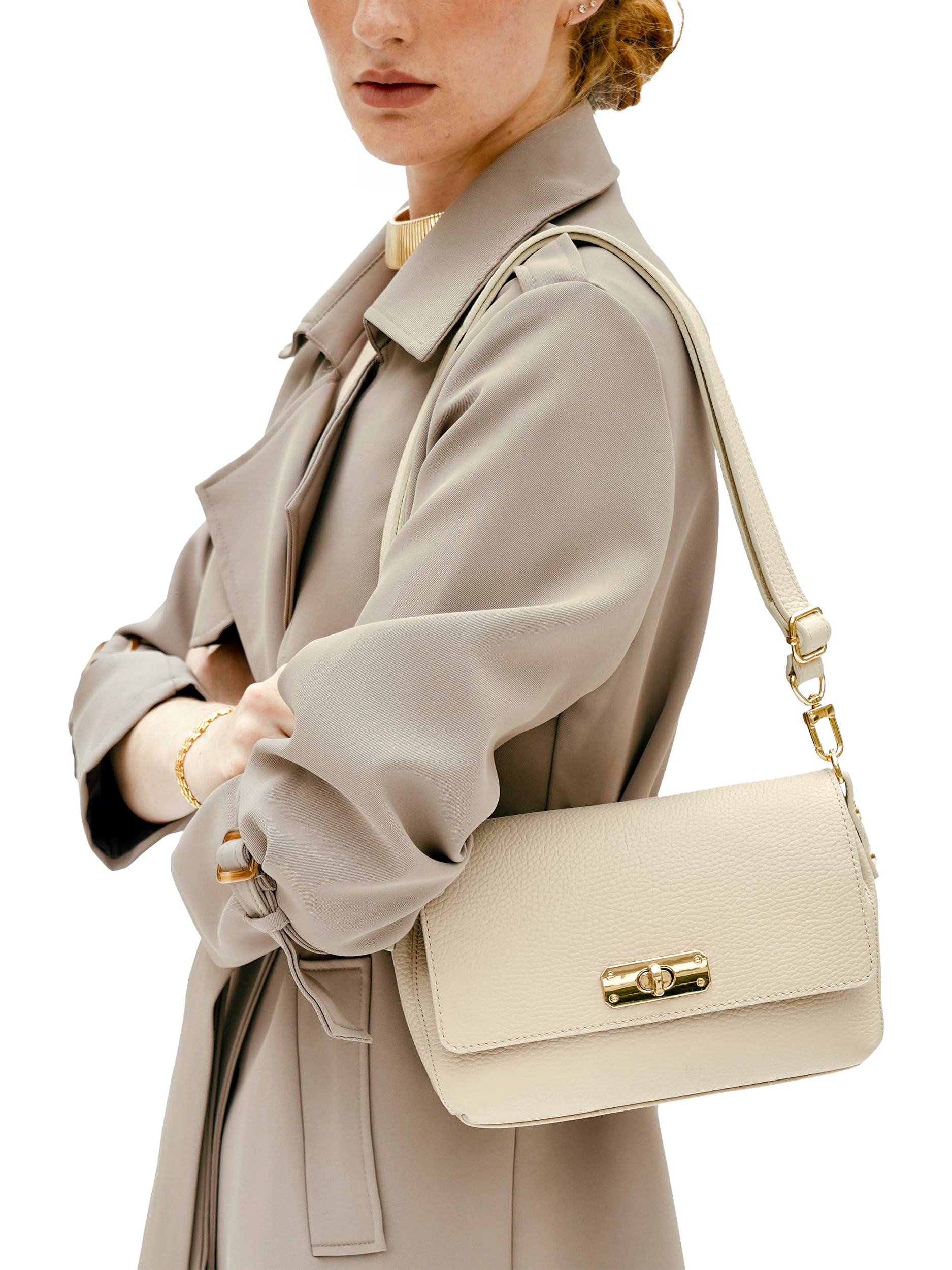 Product image 6 of 6, which shows Apatchy The Maisie Leather Midi Bag, Stone