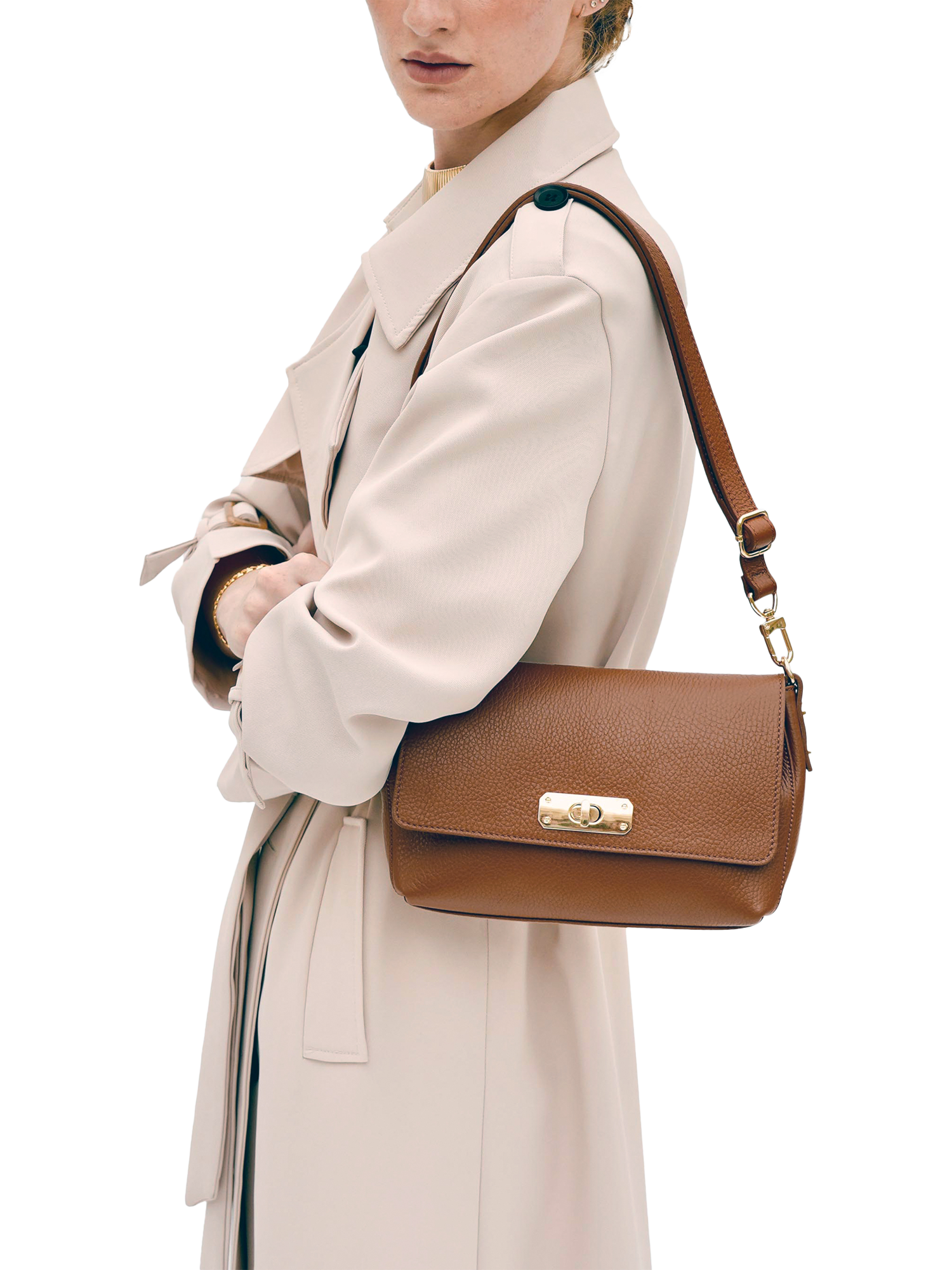 Product image 6 of 6, which shows Apatchy The Maisie Leather Midi Bag, Tan