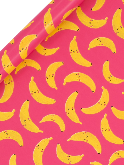 Kate McFarlane Bananas Wrapping Paper, 4m, Pink Multi Pink, Pink Multi Pink