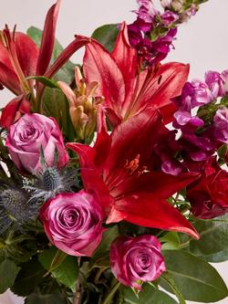 John Lewis Exotic Rose & Lily Hand Tied Bouquet - view 2, Blue Royal