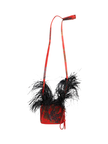 Pre-loved Marques / Almeida Floral Jacquard Crossbody Bag, Red - view 2, Red