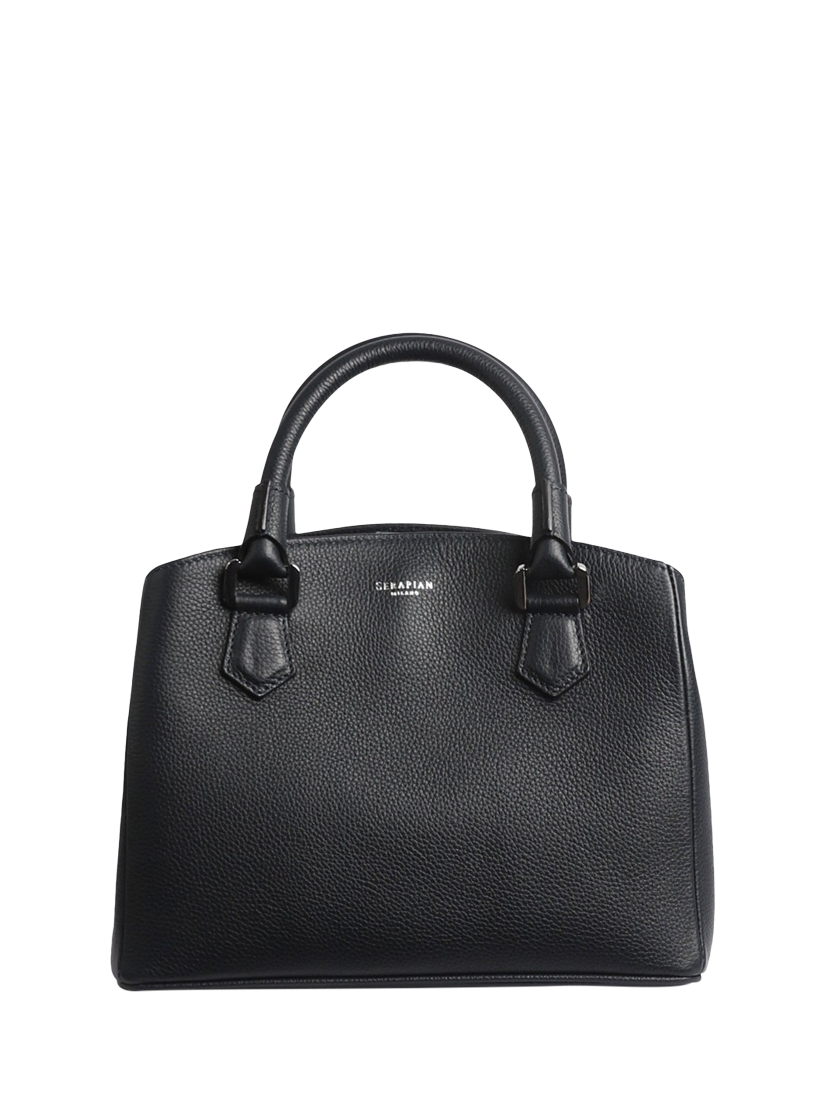 Product image 1 of 9, which shows Pre-loved Serapian Textured Leather Top-Handle Bag, Black