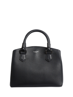 Pre-loved Serapian Textured Leather Top-Handle Bag, Black, Black
