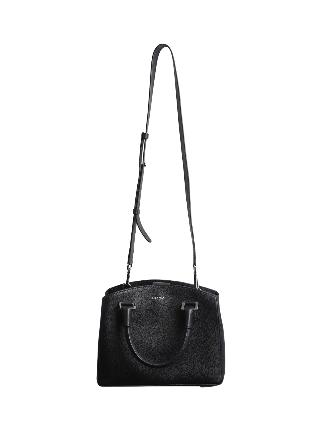 Product image 2 of 9, which shows Pre-loved Serapian Textured Leather Top-Handle Bag, Black
