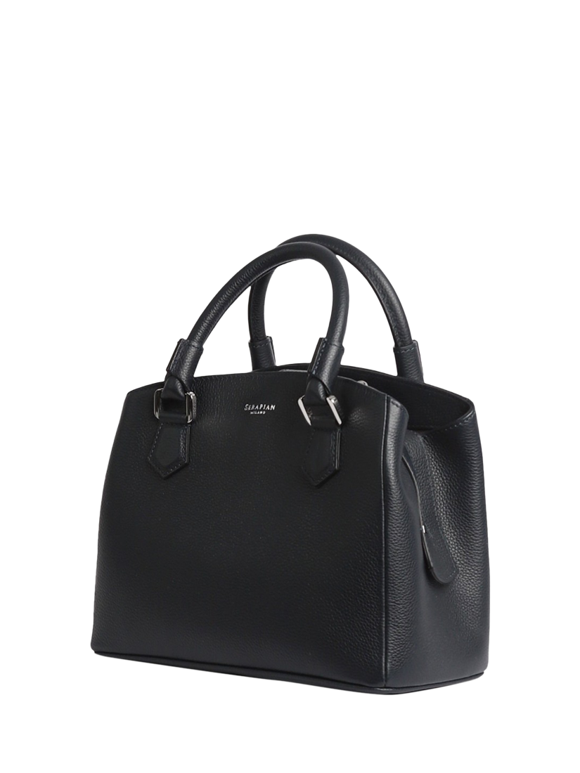 Product image 4 of 9, which shows Pre-loved Serapian Textured Leather Top-Handle Bag, Black