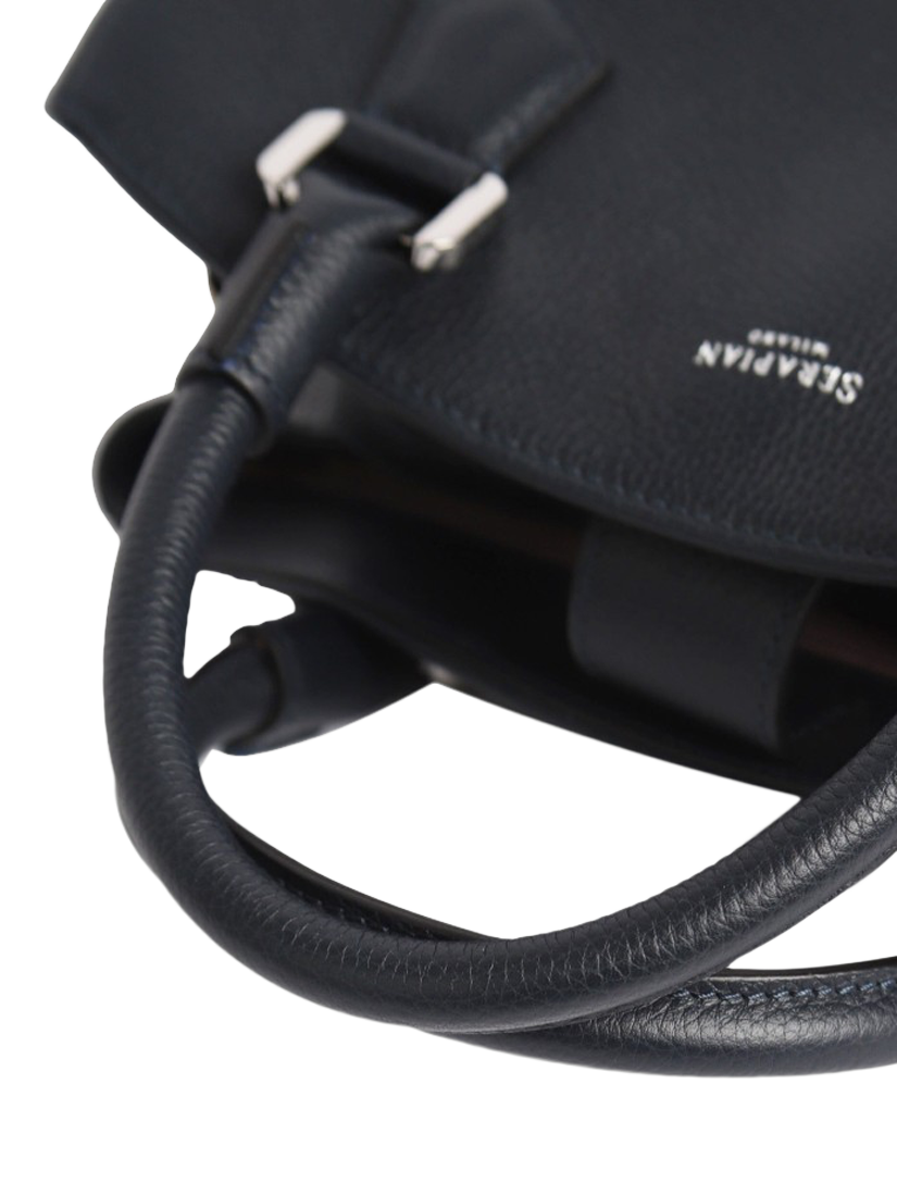 Product image 7 of 9, which shows Pre-loved Serapian Textured Leather Top-Handle Bag, Black