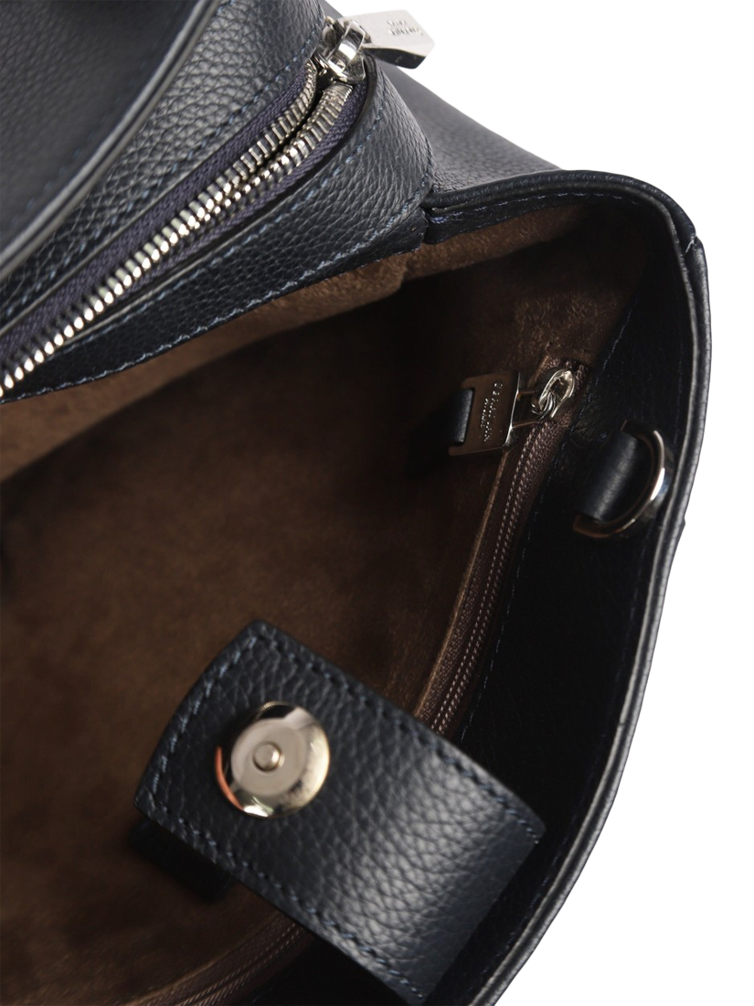 Product image 9 of 9, which shows Pre-loved Serapian Textured Leather Top-Handle Bag, Black