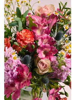 John Lewis Peach & Lilac Hand Tied Bouquet, Vase & Chocolates - view 2, Blue Royal