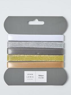 John Lewis Metallic Gift Ribbons, Pack of 5, Multi, Multi