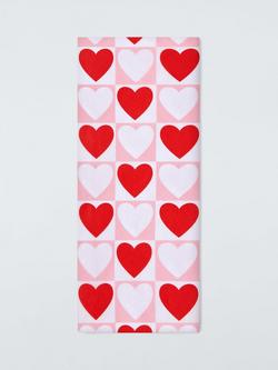 John Lewis Checked Hearts Tissue Paper, Pink/Red, Pink/Red