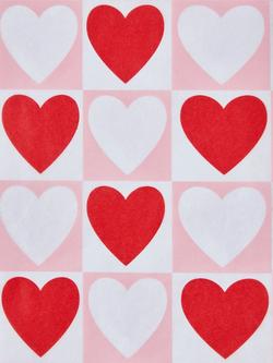 John Lewis Checked Hearts Tissue Paper, Pink/Red - view 2, Pink/Red