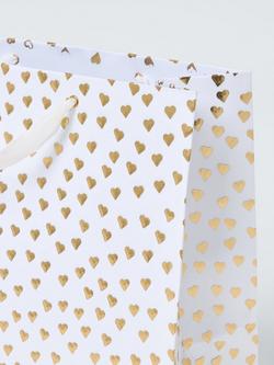 John Lewis Foil Hearts Gift Bag, White - view 2, White