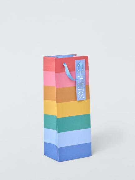 John Lewis Rainbow Stripe Gift Bag, Multi, Multi