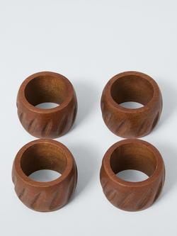 John Lewis Rustic Ridge Napkin Rings, Set of 4, FSC-Certified (Mango Wood), Natural