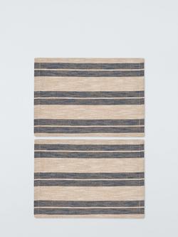 John Lewis Coastal Stripe Cotton Table Placemats, Set of 2, Natural/Blue, Natural And Blue