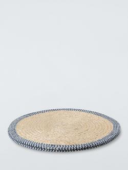 John Lewis Coastal Woven Cotton Round Placemat, Set of 2, Natural/Indigo - view 2, Natural And Indigo