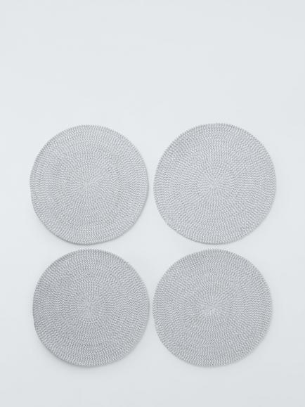 John Lewis Woven Cotton Round Placemat, Set of 4, Ice Blue, Ice Blue