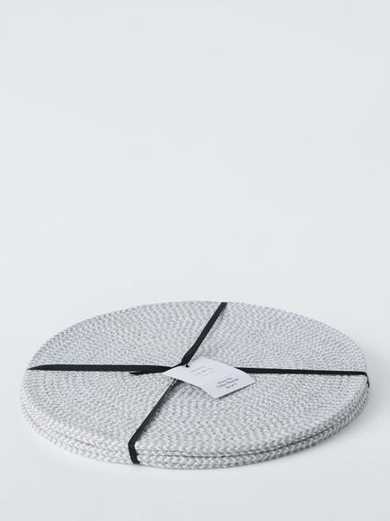 John Lewis Woven Cotton Round Placemat, Set of 4, Ice Blue - view 2, Ice Blue