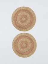 John Lewis Rustic Woven Jute Round Placemat, Set of 2, Clay/Natural