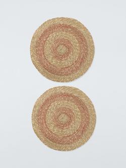 John Lewis Rustic Woven Jute Round Placemat, Set of 2, Clay/Natural, Natural